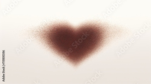  a heart shaped brown substance in the middle of a white background with a red spot in the middle of the image.