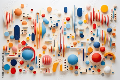abstract different geometric shapes and color texture on white background