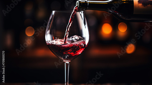 Red wine pouring into a wine glass