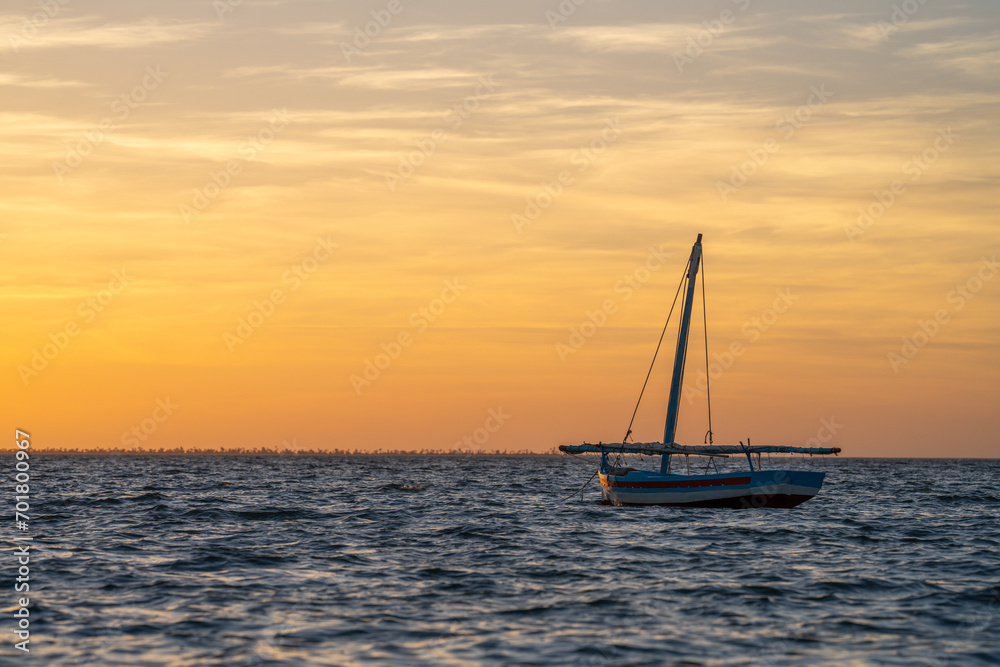 Sunset over Kerkennah - Tunisian archipelago in the Mediterranean Sea