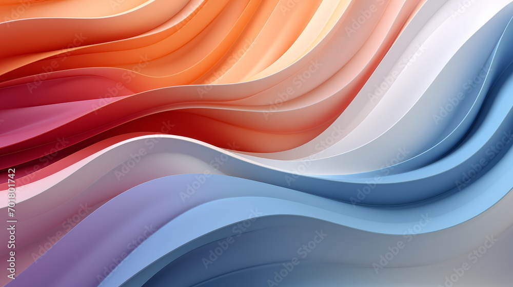 Obraz premium Abstract fluid 3d curved wave in pastel. Design element for banners, backgrounds, wallpapers and covers. Generated AI.