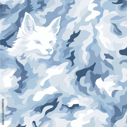 Arctic Serenity: Intricate Wolf Camouflage Vector Art - A Captivating Fusion of Nature's Majesty and Stealthy Elegance. photo