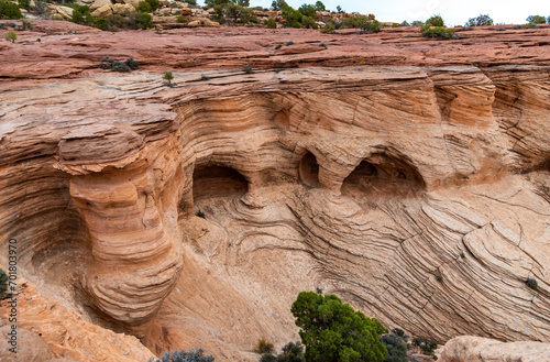 Desert landscape, view of red eroded rocks, Canyon de Chelly National Monument, Arizona photo