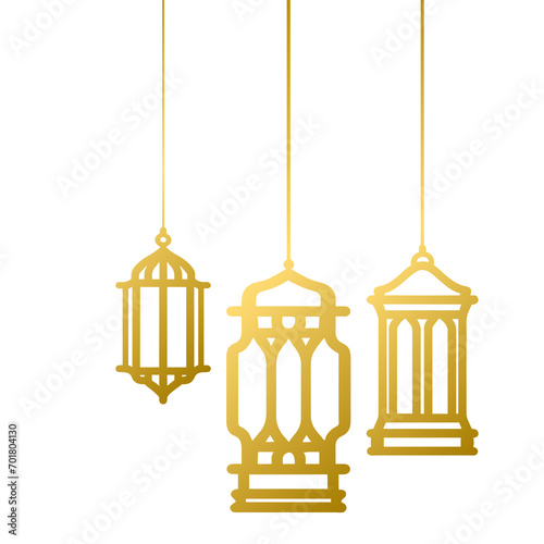 Golden islamic lantern element, gold Arabic antique hanging oil Lamp light 