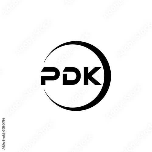 PDK letter logo design with white background in illustrator, cube logo, vector logo, modern alphabet font overlap style. calligraphy designs for logo, Poster, Invitation, etc. photo