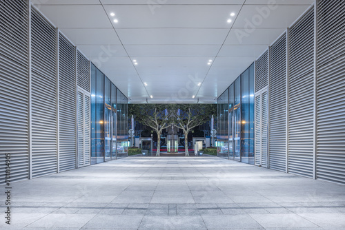 Empty city floor passage at night