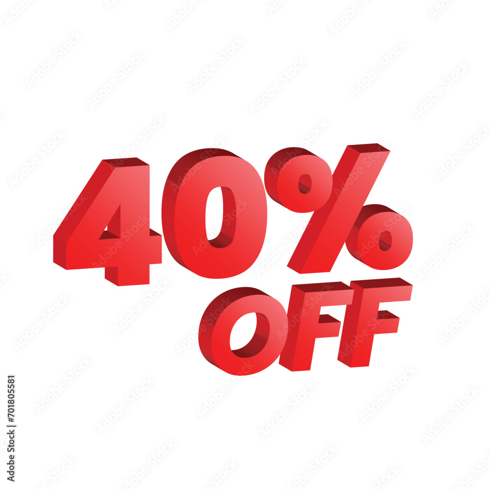 40 percent off sale 3d vector design