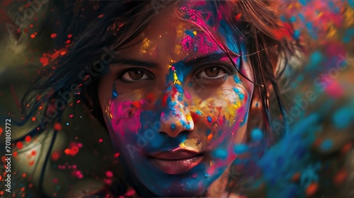 Holi painted girl