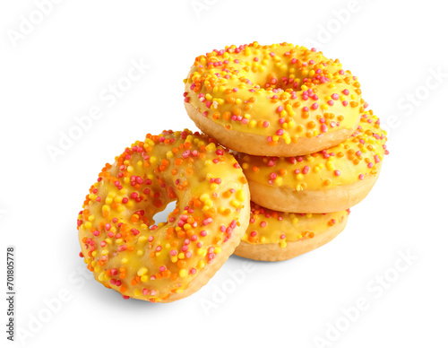 Sweet donuts on white background