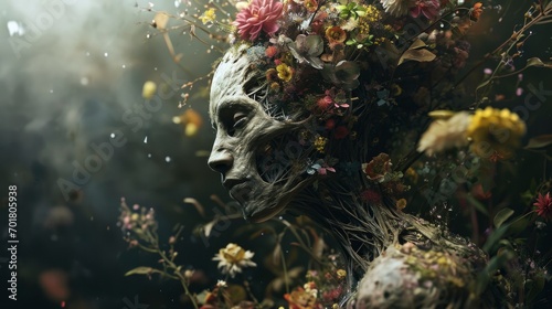 Human made with flowers