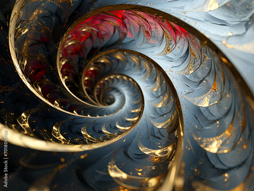 background with fractal spiral, gold and red colors background with fractal spiral, gold and red colors