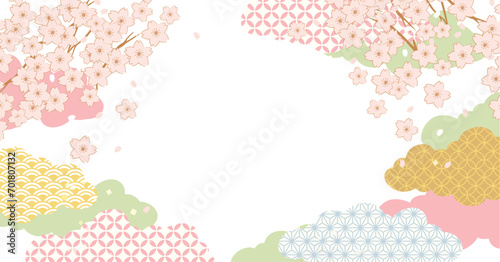 桜　春　和柄　背景イラスト