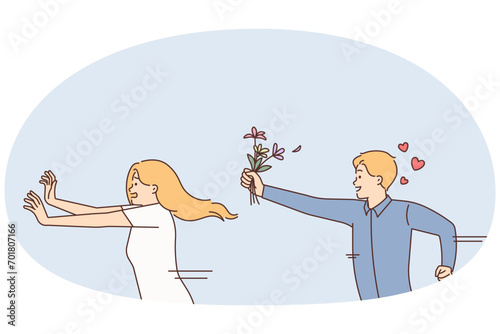 Woman run from male admirer