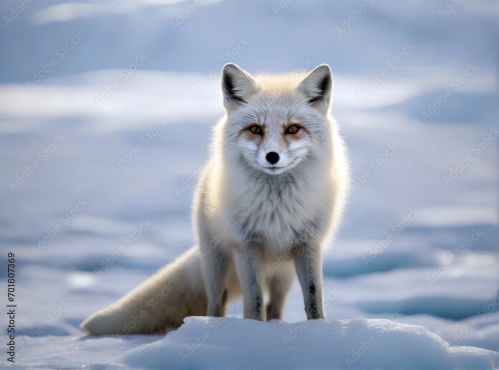 A white fox standing in the snow. Generative AI.