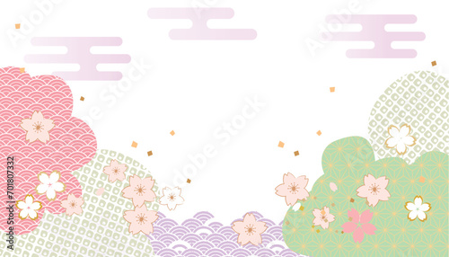 桜　春　和柄　背景イラスト