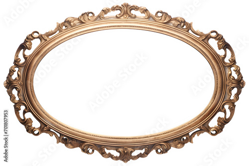 Gold photo frame ,Golden oval picture frame on png background photo