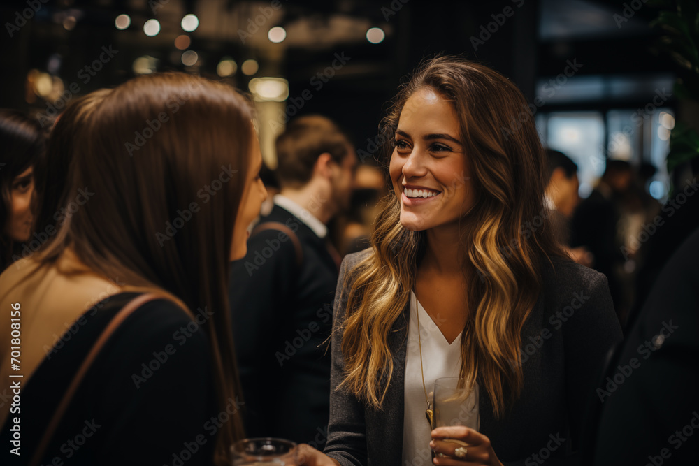 Businesswoman networking at an event. Businesswoman networking at an event.