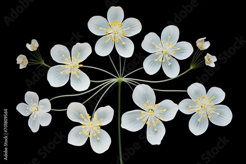 Transparent white skeleton flowers 2d print pattern