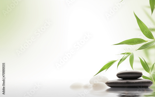 Zen bamboo leaves background,created with Generative AI tecnology.