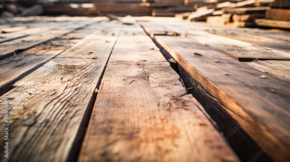 Construction wooden planks. Generative AI