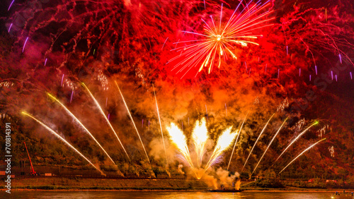 Obraz na płótnie Feuerwerk - Rhein in Flammen in Oberwesel w salonie