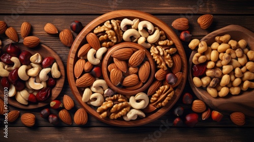 Mixed nuts on table.. Generative AI