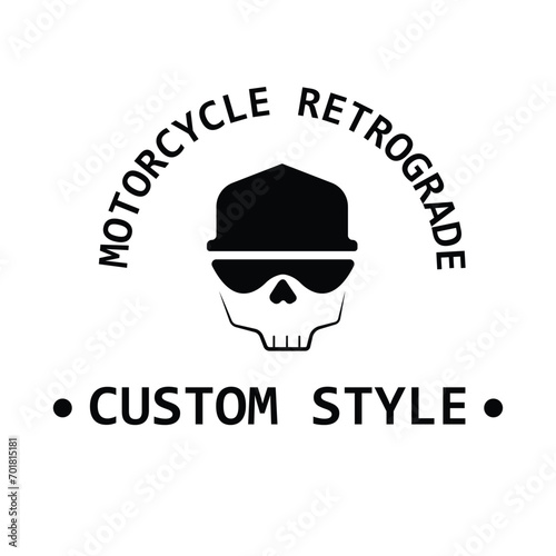 logo design simple skull motorbike.vector illustration template