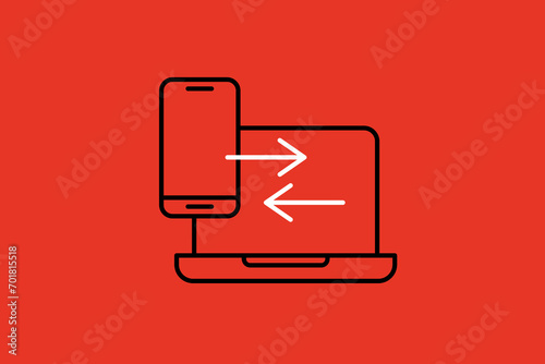 transferring files between devices illustration in flat style design. Vector illustration.	