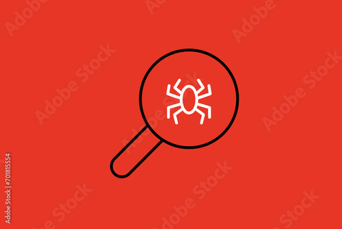 bug search illustration in flat style design. Vector illustration.	