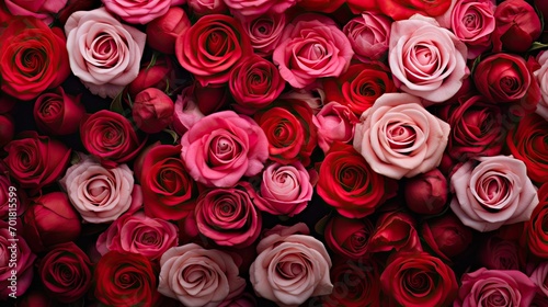 Red and pink roses. Generative AI