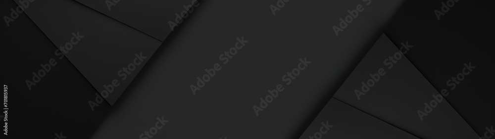 Abstract texture dark black gray background banner panorama long with 3d geometric triangular gradient shapes for website, business, print design template metallic metal paper pattern illustration. Abstract texture dark black gray background banner panorama long with 3d geometric triangular gradient shapes for website, business, print design template metallic metal paper pattern illustration.