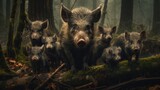 Wild little boars. Generative AI