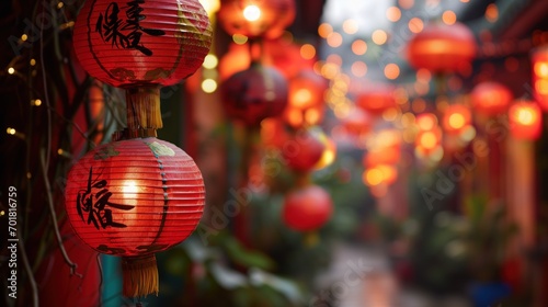 Beautiful Chinese lanterns for Chinese New Year  spring festival in Asia.