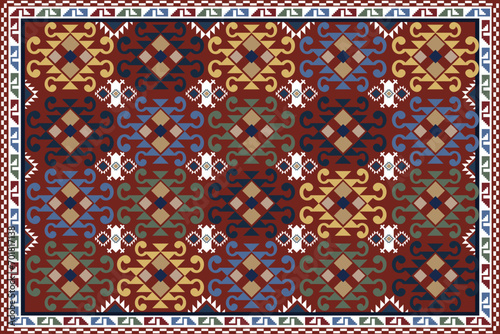 vector ethnic carpet motif pattern, rug motif, tribal pattern