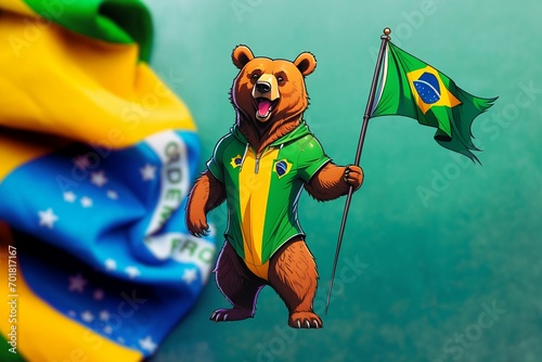 Funny Bear Wearing Brazilian Flag (JPG 300Dpi 10800x7200)
