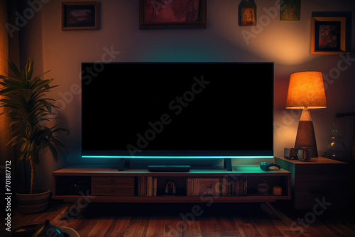 Mockup the TV to the room at home. Streaming service concept