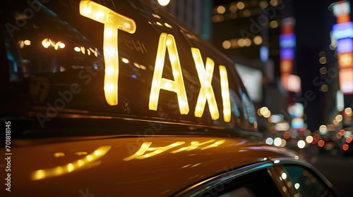 Close up taxi sign made with Ai generative technology