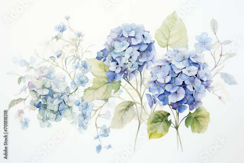 Summer leaf background hydrangea blossom blue plant flower green nature floral blooming