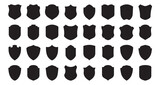 Shield icons set. Shield shape icons. Symbol shape. Different shields collection. Security symbol. Protect shield flat style - stock vector.