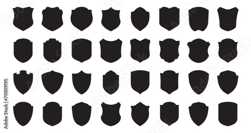 Shield icons set. Shield shape icons. Symbol shape. Different shields collection. Security symbol. Protect shield flat style - stock vector. photo