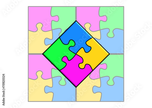 Komposition mit bunten Puzzleteilen