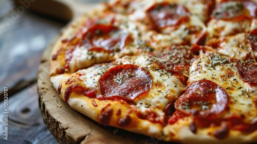 Delicious Close-Up of a Pepperoni Pizza