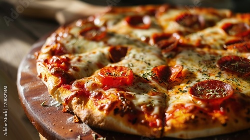 A Delicious Close-Up of a Pizza on a Table