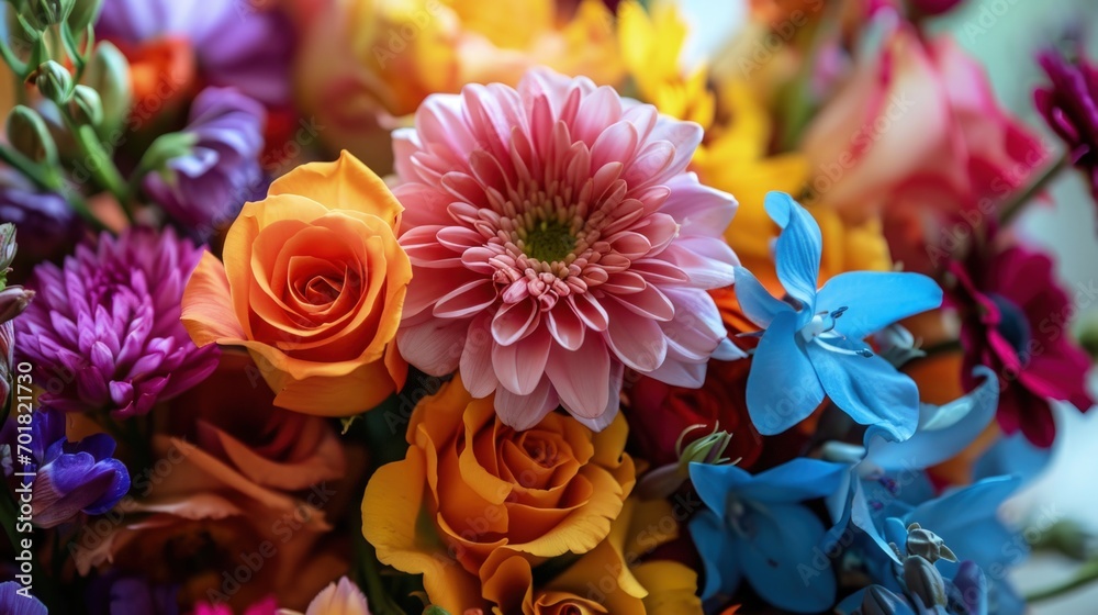 A Beautiful Arrangement of Colorful Flowers on a Table