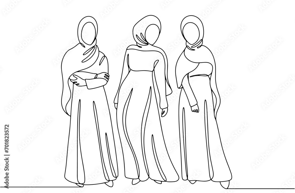 Islam. Hijab. Model. One line Islam. Hijab. Model. One line