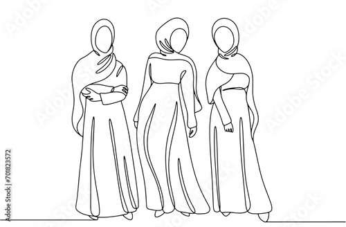 Islam. Hijab. Model. One line