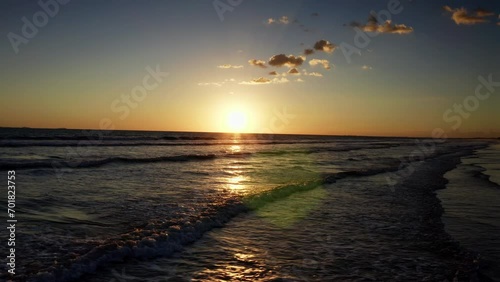 4k footage of drone capturing the Panamanian coastal sunset. Aerial views of golden hour in Panama.