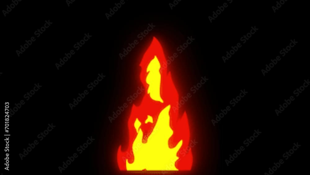 Fire Flames Looped Torch Ignited Burning. Real Flames Ignited On A