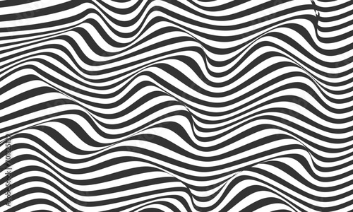 Abstract stripes black optical art wave line background. Vector illustration