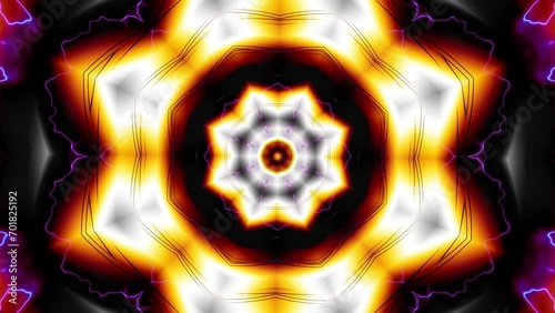 Spinning abstract magic flower. Esoteric cosmic mandala with rayses. 4k Looping footage. Symbol of the sun. photo